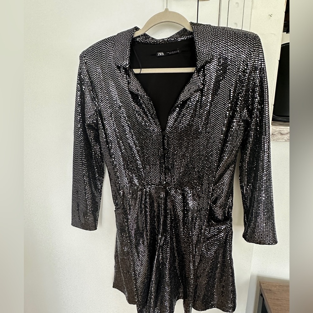 Zara Black Sequin Jumpsuit